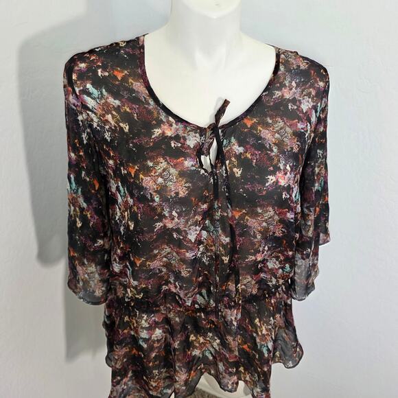 Contemporary style signature Floral print chiffon blouse XL - Picture 3 of 6